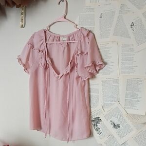Max Studio Light Pink Ruffled Feminine Blouse